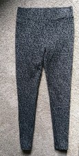 LOFT Size Small Gray Black Leopard Animal Print Mid Rise Knit Leggings