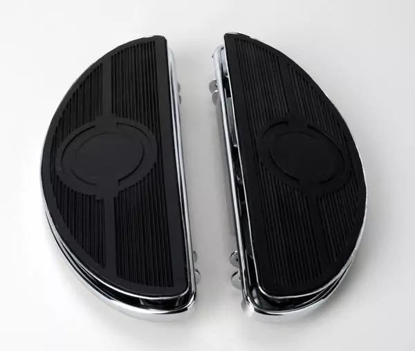 Chrome Half Moon Floorboards with Vibration Inserts for Harley