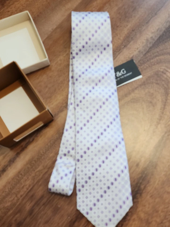 Y & G белый фиолетовый шелковый галстук новый с Ярлыками - Изображение 2 из 4