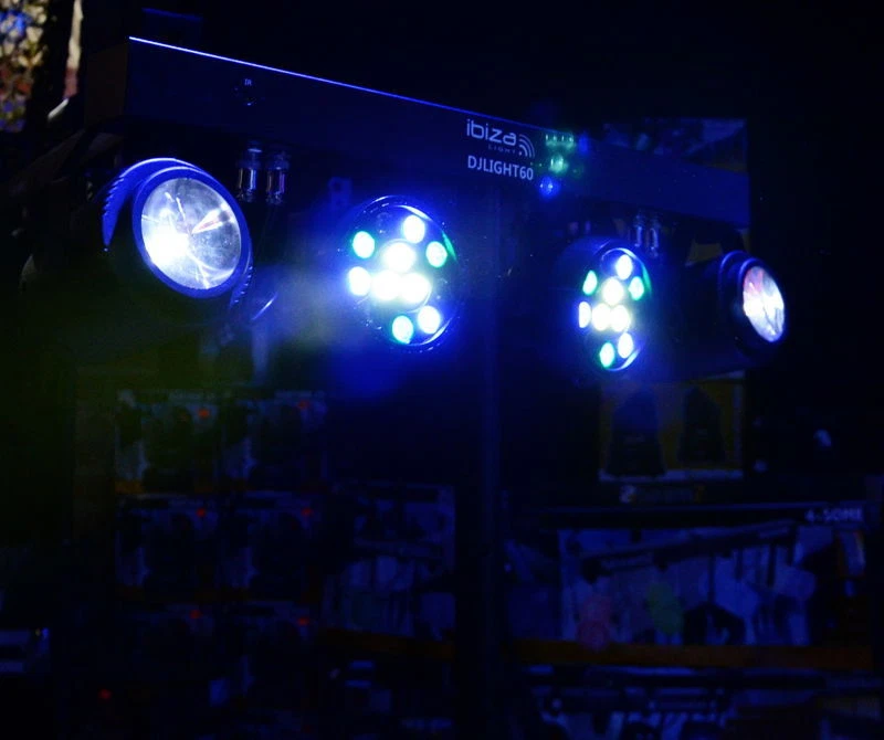 IBIZA LIGHT DERBY FX BAR 2 x RGBW PAR CANS + 2 RGBWA MOONFLOWER DJ DISCO KIT - Image 3 of 4