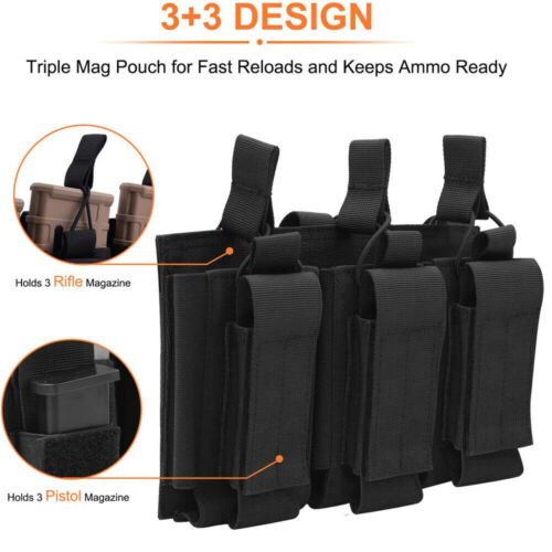 Tactical Triple 5.56 custodia rivista aperta/chiusa MOLLE tessitura supporto Mag - Foto 10 di 20