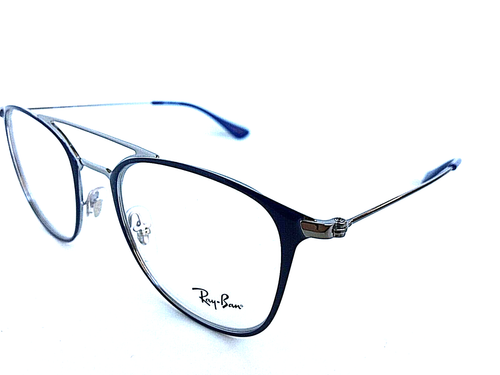 ๐ค Ray-Ban RB 7763629 50mm Silver Round Blue Men's Women's Eyeglasses Frame - Picture 6 of 16