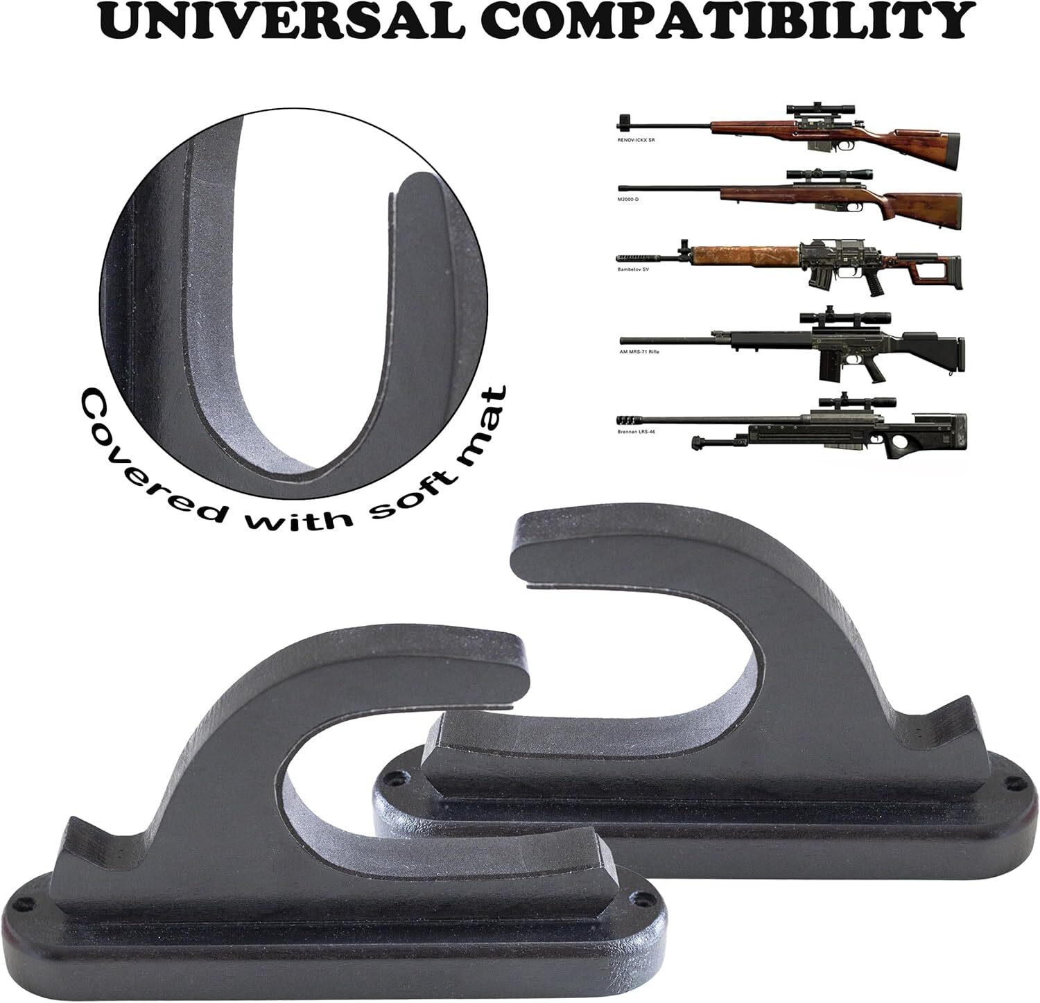 Rifle Gun Rack Wall Mount Hardwood Shotgun Hook Holder Single Gun Display Hanger