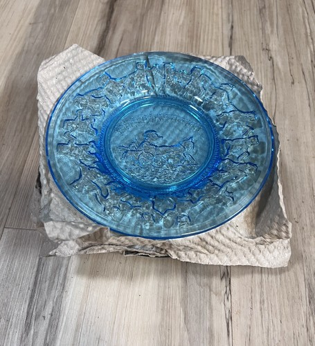 4 Vintage Tiara Exclusive Glass Blue Nursery Rhymes 6 1/2" Embossed Plates NEW - Picture 17 of 23