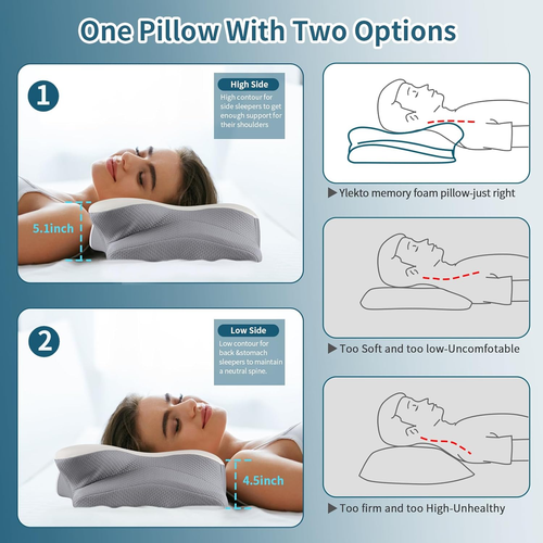 Cervical Neck Pillow for Pain Relief, Ergonomic Memory Foam Pillows for Sleeping - Picture 5 of 12