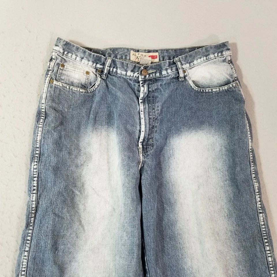 Alpha 17 A-17 Jeans Hombre 38x32 Suelto Suelto Recto Azul Denim Pantalones Y2K Foto 2 de 4