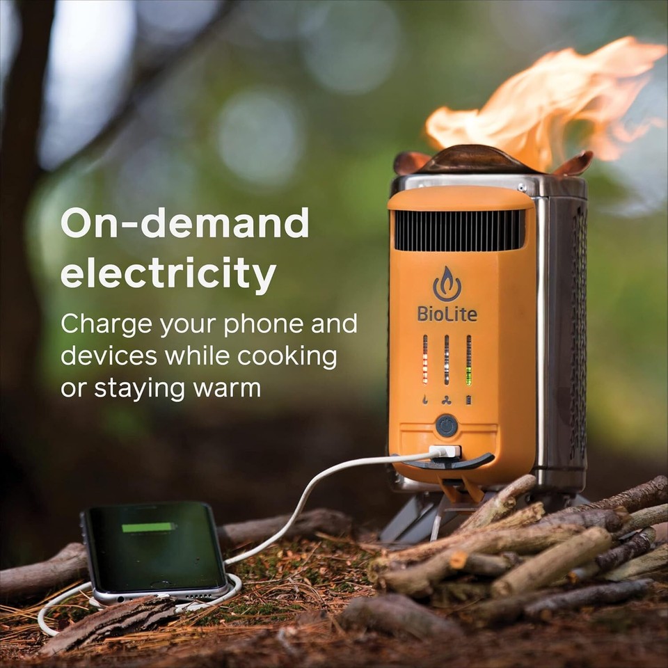 Wood Burning Camp Stove with USB Charging, Electricity Generating for