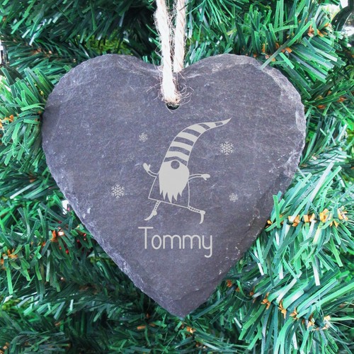 Personalisierte Christbaumkugel Schiefer Herz Deko Weihnachtsbaum Wichtel Ornament - Bild 15 von 20
