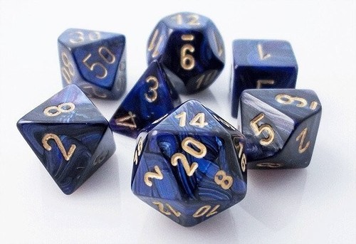 Chessex CHX27427 Scarab Royal Blue with Gold. 7-Die Set Boxed for D&D - NEW - Picture 3 of 3