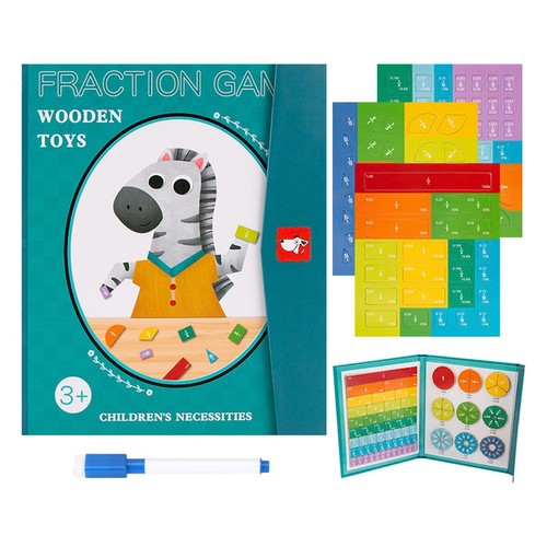 Fraction Learning Math toy Learning Fraction Game Wooden Fraction Book - Picture 5 of 5