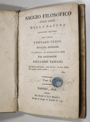 PHILOSOPHISCHER AUFSATZ ÜBER NATURGESETZE Tommaso Troisi 1816 Neapel Marotta - Bild 3 von 3