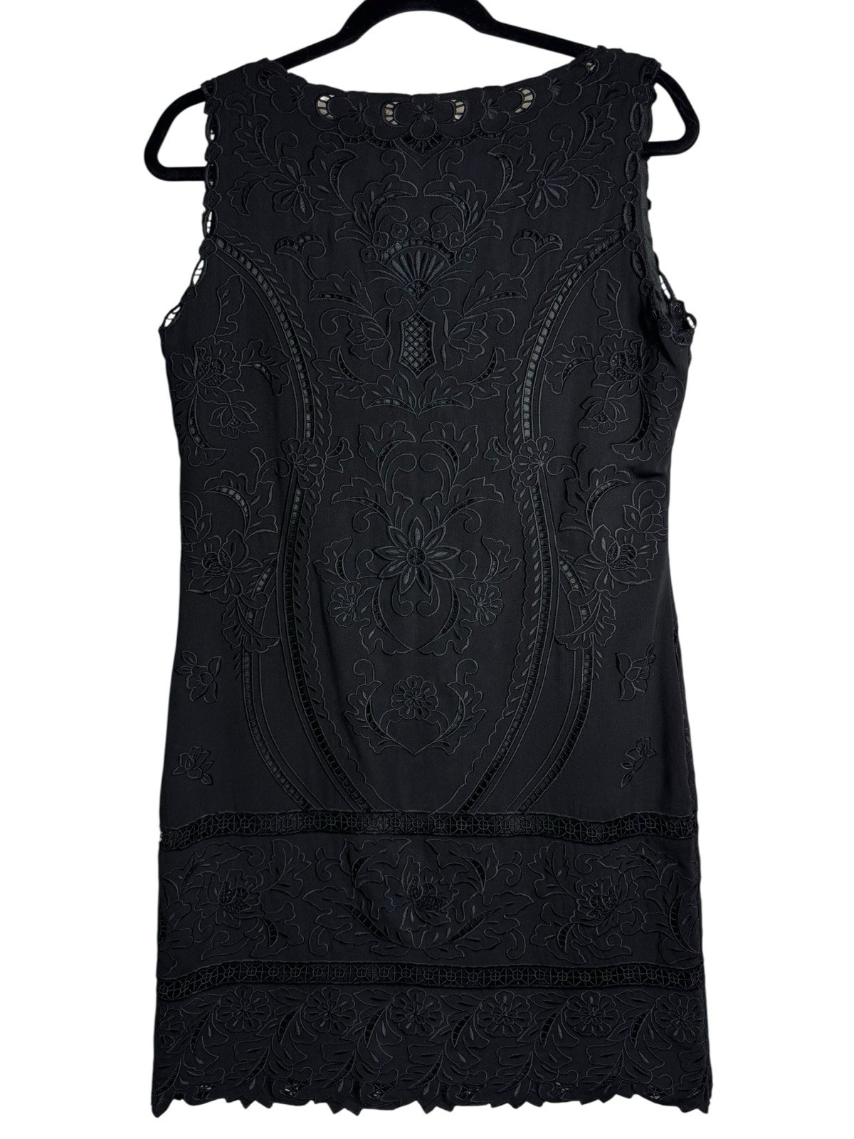 Sweet Sinammon Black Sheath Dress Embroidered Lined Size L