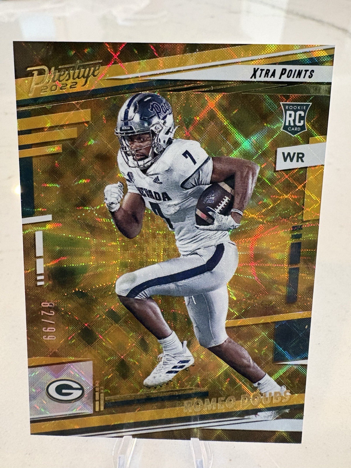 2022 Panini Prestige Rookies Romeo Doubs #329 Xtra Points Gold /99 Color Match