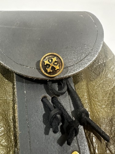 Handmade Leather Medieval Renaissance Knights Belt Pouch Green Black - Picture 2 of 10