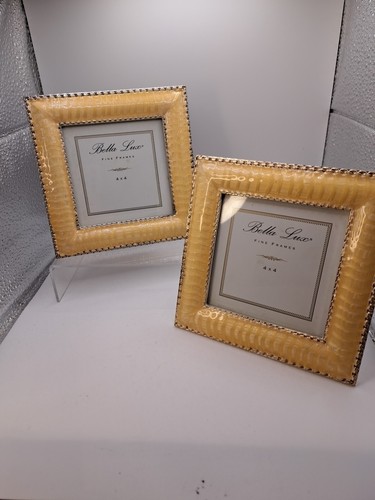 2 X Bella Lux Pale Gold Enamel Picture Photo Frames 4 x 4 - Picture 1 of 4