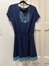 Brixon Ivy Short Embroidered Blue Dress Size Medium 