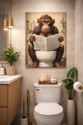 Funny Animal Bathroom Wall Art Monkey Toilet Humor Poster/Canvas Home Decor Gift