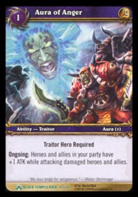 Moderate Play WoW TCG Aura of Anger Black Temple World of Warcraft