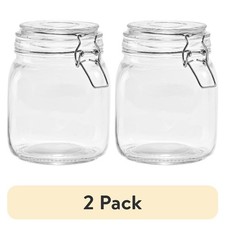 2 Pack 38 oz Glass Food Storage Jar Canister with Locking Airtight Lid Kitchen