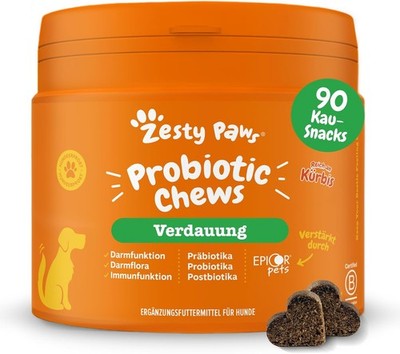 Zesty Paws Probiotika für Hunde 90 Kauleckerlis mit Kürbis & Leinsamen