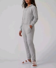 AthletaGirl 14 Heather Grey One Of A Kind Jumpsuit Long Sleeves Hood Activewear