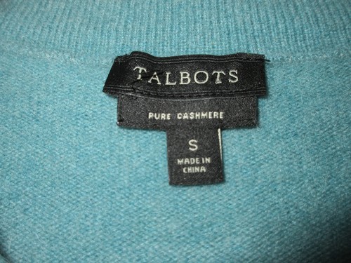 Talbots Pullover Damen klein türkis blau 100% Kaschmir Rundhalsausschnitt Pulli weich - Bild 7 von 7