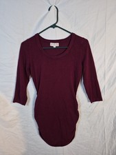 Pink republic xs purple ruched 3/4 sleeve body on dress scoop neck