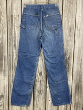 Vtg 70s Oshkosh B  Gosh Denim Carpenter Sanforized Work Pants Blue Jeans Sz 26x33