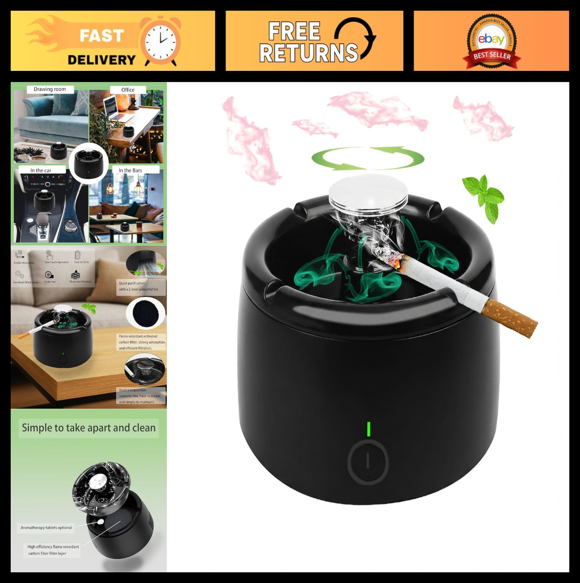 retardant cigarette ashtray Portable Car With Lid, Smell Proof Windproof Detachable Auto Truck Ashtray, Smokeless Self-Extinguishing Ashtray Cup Holder, Mini Trash Can Organizer Car Ashtray for Office, Home : Automotive inch opening that minimizes non Justrite Plastic Outdoor Ashtray —