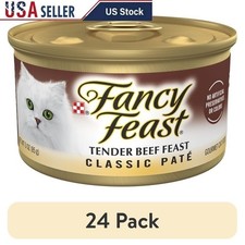 24 Pack Grain Free Tender Beef Pate Wet Cat Food 3oz Cans High Protein New 6.90 per gallon