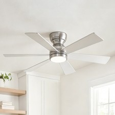 46" Flush Mount Ceiling Fan Lights Remote Control Quiet DC Motor 6 Speed Levels