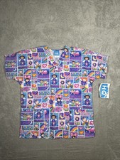 Scrub HQ Top Women  s Angels Rainbow Hearts Flowers Size Small NWT