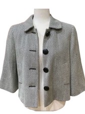 New York Company Gray Herringbone Four- Button Cropped Blazer Medium
