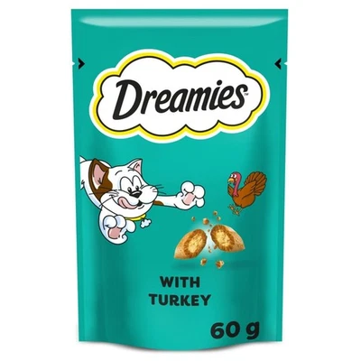 8 x 60g Dreamies Adult Cat Treats Turkey Cat Biscuits (480g)