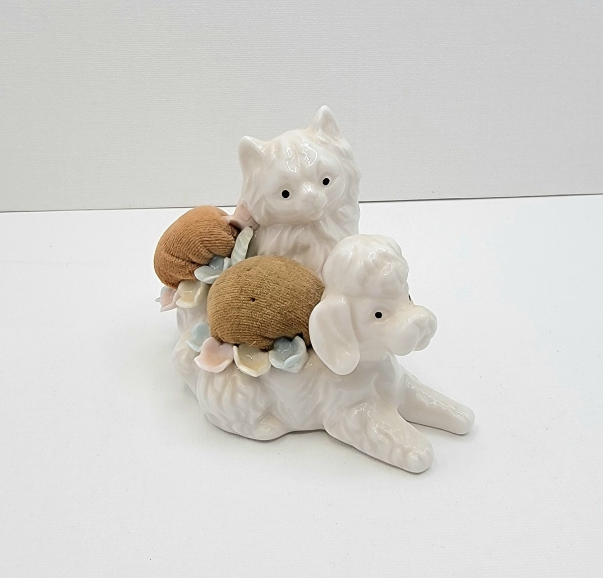 Ardalt Japan Poodle & Persian Cat White Porcelain Double Pin