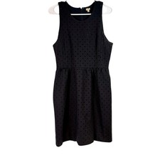 J Crew Black with Subtle Polka Dots Sleeveless Dress Size Medium 0097