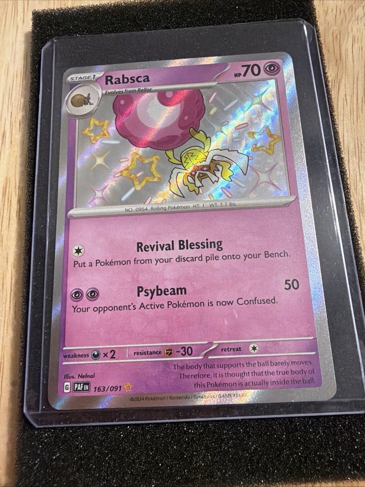 Pokemon TCG Rabsca 163/091 2024 Paldean Fates Holo Shiny Rare Card - NM