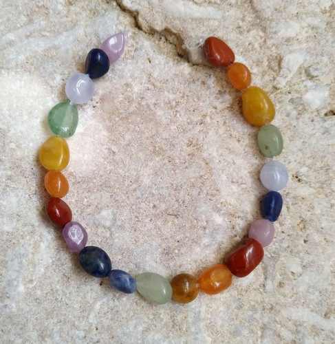 😏 Natürliche Edelsteine Regenbogen- Chakra-Perlen rundlich-ovale Nuggets 😉 - Picture 3 of 3