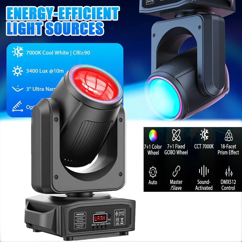 200W 18Prism RGBW Gobo Beam Stage Lighting DMX LED Moving Head Light  DJ Disco