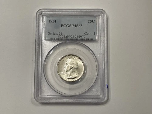 1934 Washington 25c ,25 quarter dollar ~ GEM BU PCGS MS65