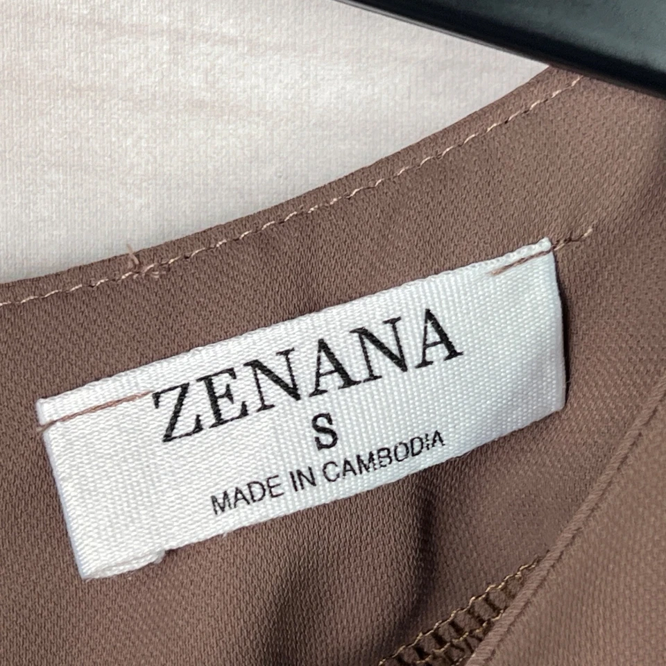 Blusa Zanana Top Mujer S Marrón Peplum Cuello Barco Cintura Elástica Pullover Tejido Foto 4 de 4