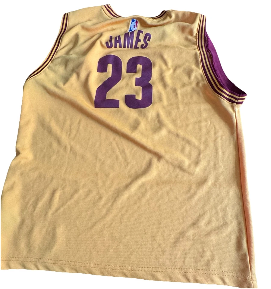 Camiseta Adidas LeBron James #23 Amarilla/Marrón Cleveland Cavs Talla XL Foto 2 de 4