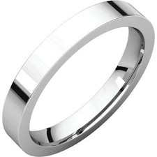 3mm 14K Solid White Gold Plain Flat Comfort Fit Wedding Band Ring New All Sizes