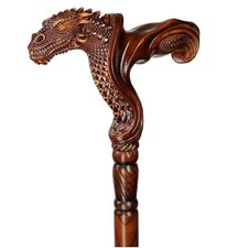 Art-Wooden walking stick hand carved Dragon wooden walking cane