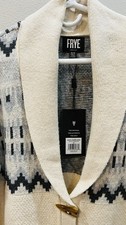 NWT FRYE Women's Oatmeal Heather Combo Patterned Cardigan Sweater 110047993 SM