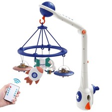 Musical Baby Mobile, Space Themed Nursery Mobile with Light Projection, Rocke...