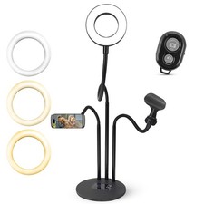 iDance LED Ring Light with Stand, 3.5", Portable Desk Ring Light with Cell...