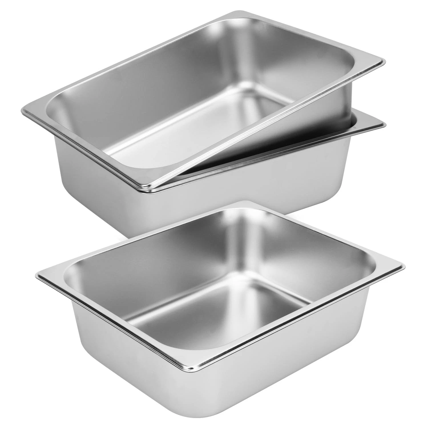 3 Pack 1/2 Size Stainless Steel Steam Pan, 4 Inch Deep Half Size Steam Pan, 1...