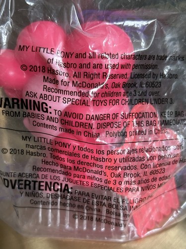 My Little Pony McDonalds "PINKIE PIE" CUTIE MARK CREW 2018 2" SIN USAR, EN CAJA NUEVO SIN ABRIR - Imagen 4 de 5