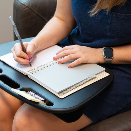 Portable Black Lap Desk For Laptops With Cushioned Support And Storage Wells - 第 7/8 張圖片